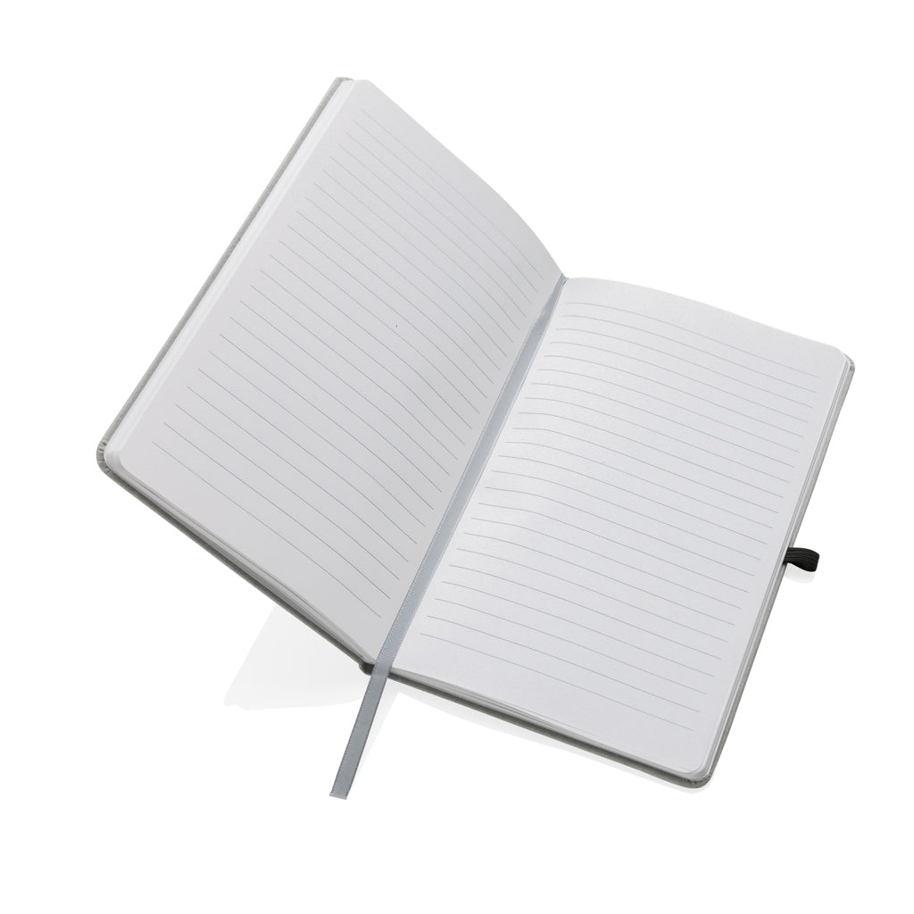 A5 Hardcover Notizbuch aus GRS recyceltem PU – Hellgrau
