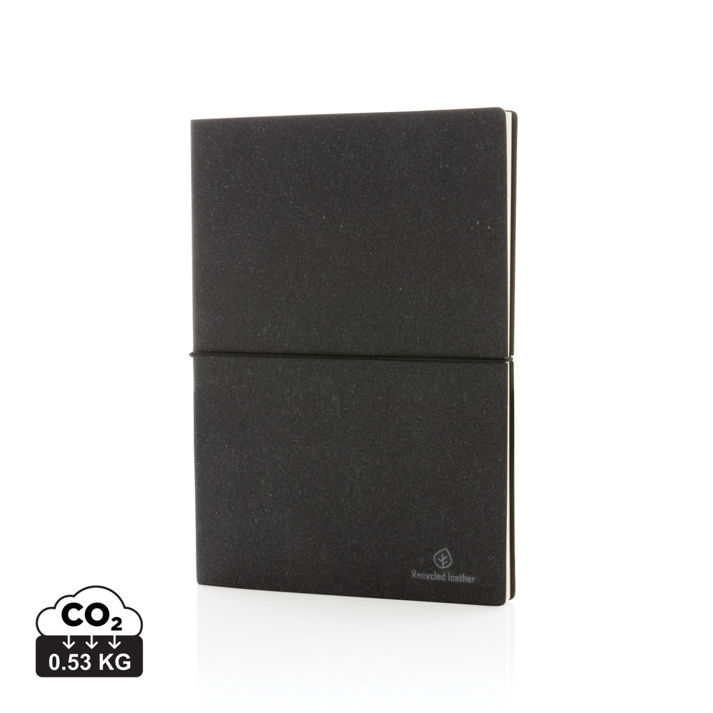A5 Notizbuch aus GRS recyceltem Leder – grau