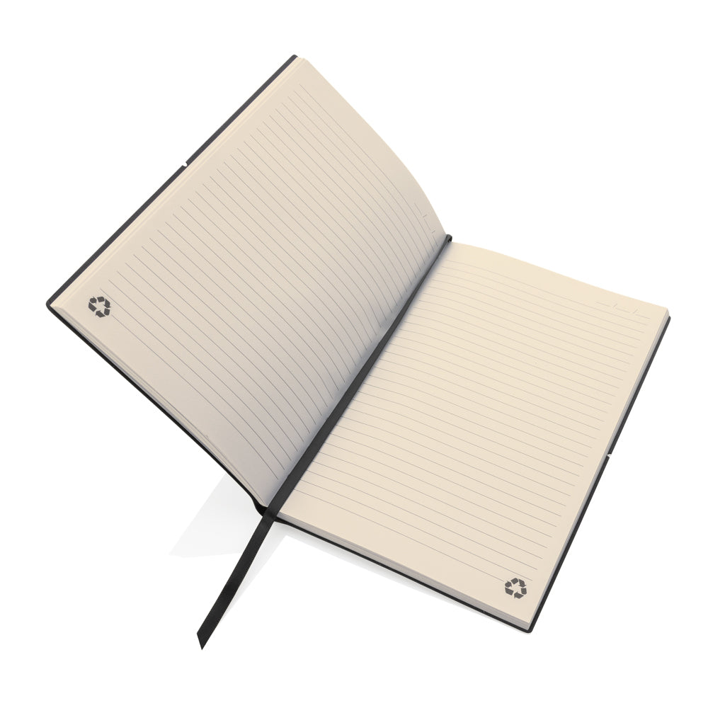 A5 Notizbuch aus GRS recyceltem Leder – grau