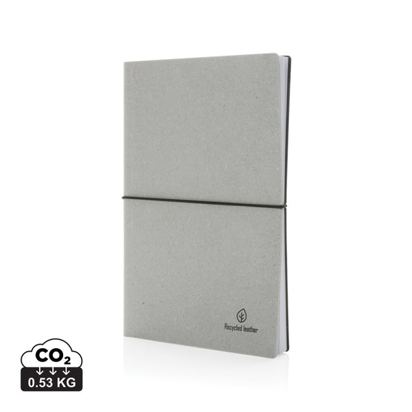 A5 Notizbuch aus GRS recyceltem Leder mit Logo bedrucken