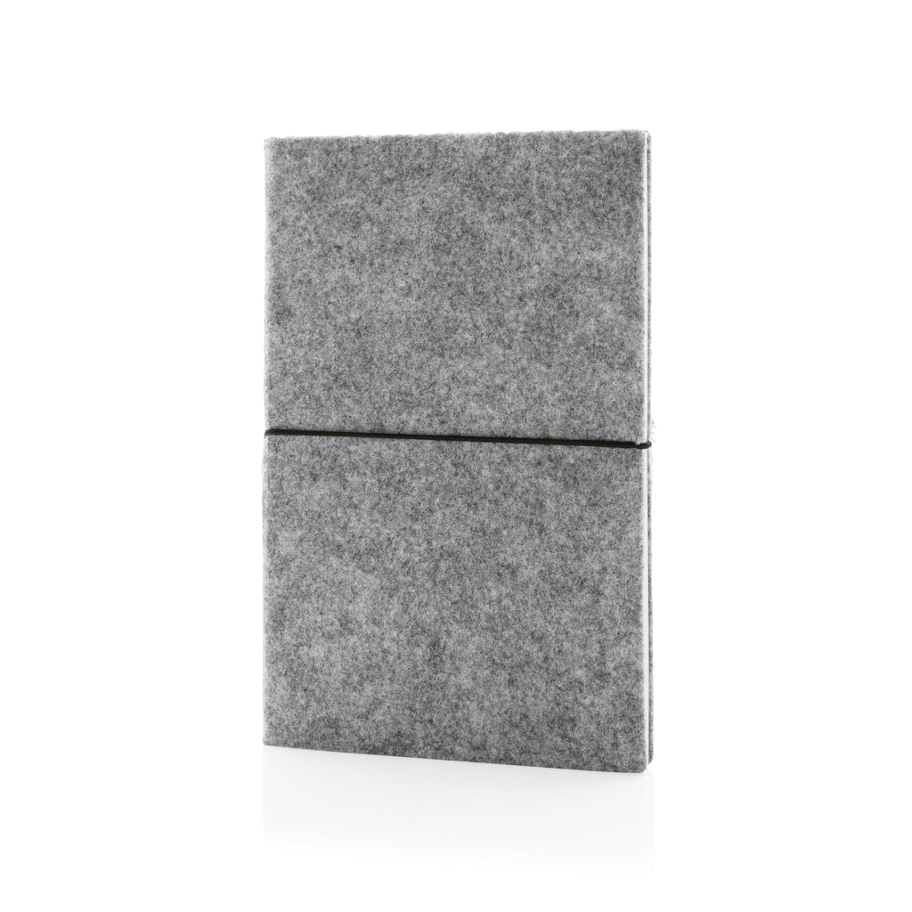 A5-Softcover-Notizbuch aus GRS zertifiert recyceltem Filz – grau