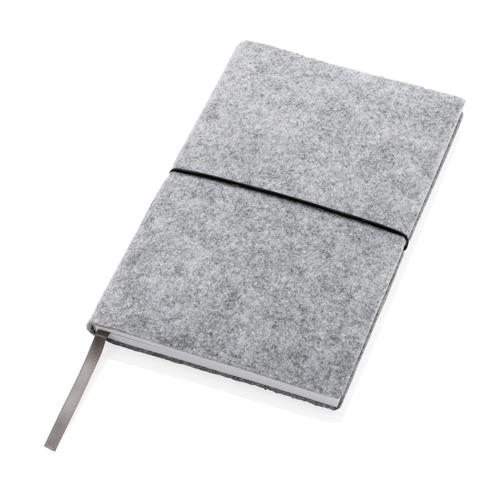 A5-Softcover-Notizbuch aus GRS zertifiert recyceltem Filz – grau