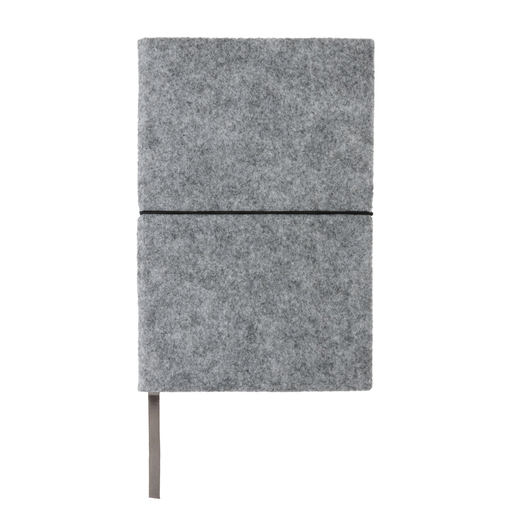 A5-Softcover-Notizbuch aus GRS zertifiert recyceltem Filz – grau