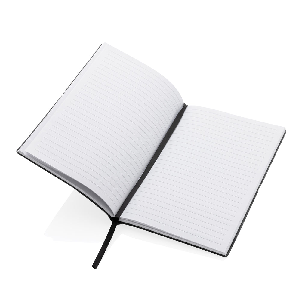 A5-Softcover-Notizbuch aus GRS zertifiert recyceltem Filz – schwarz