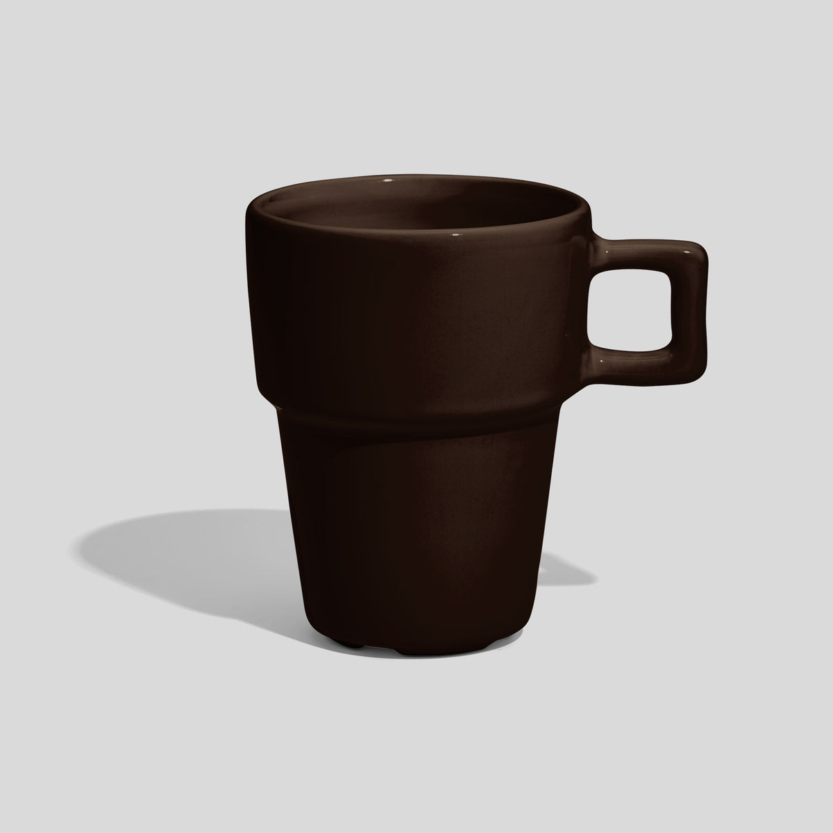Abgestufte Keramiktasse 200 ml mit eckigem Henkel – Dunkelbraun
