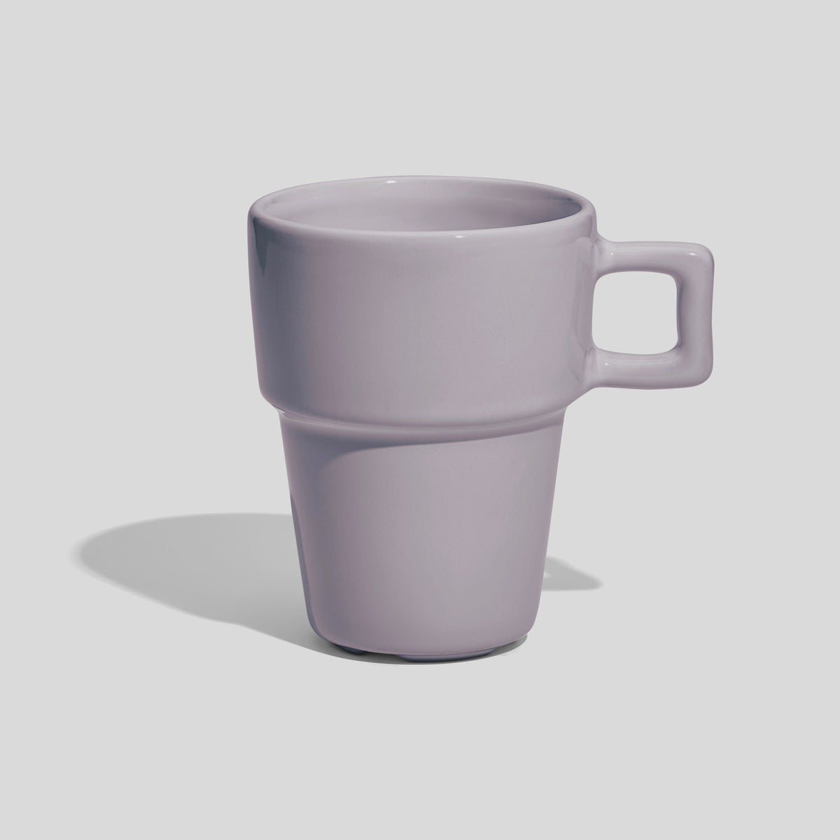 Abgestufte Keramiktasse 200 ml mit eckigem Henkel – Hellgrau