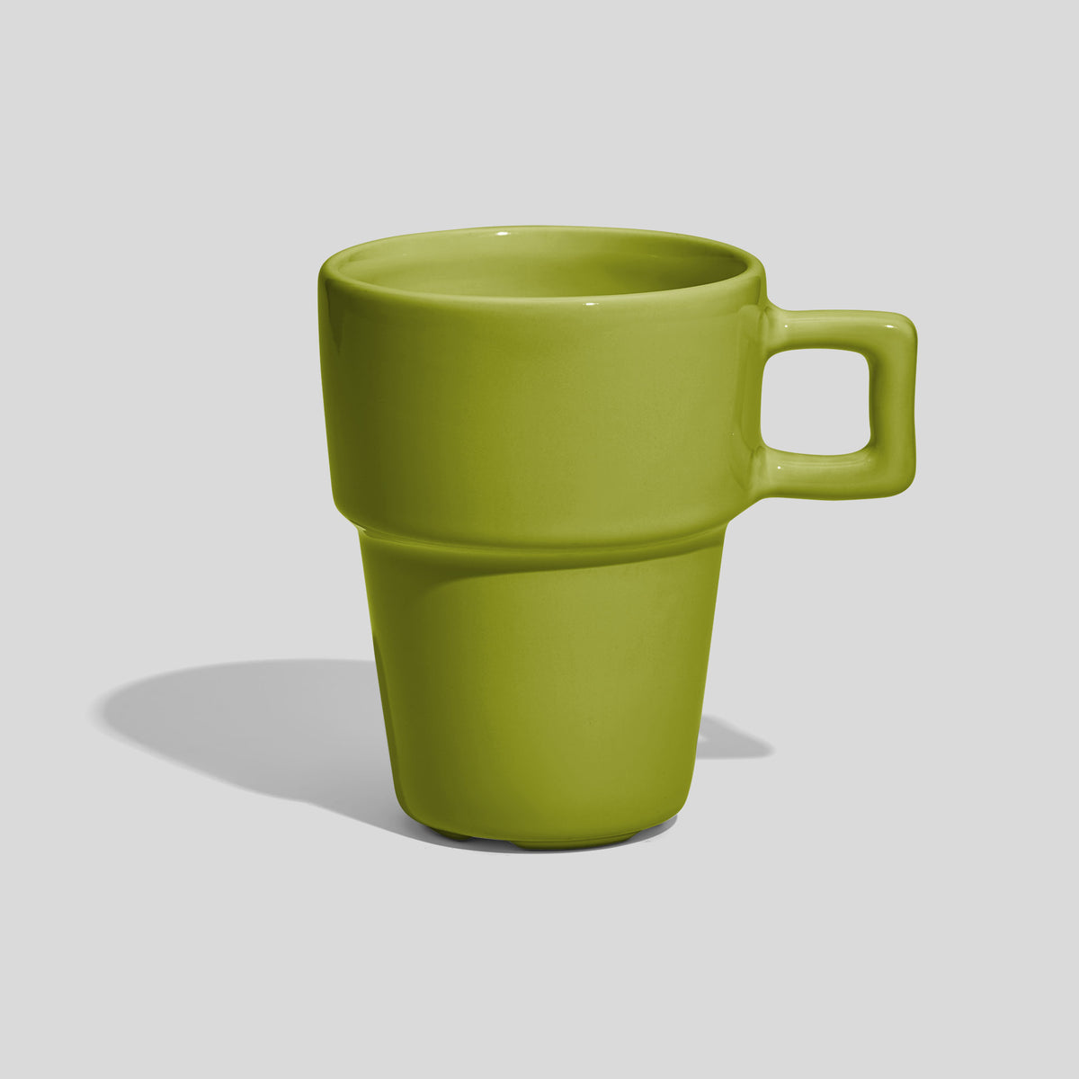 Abgestufte Keramiktasse 200 ml mit eckigem Henkel – Limettengrün