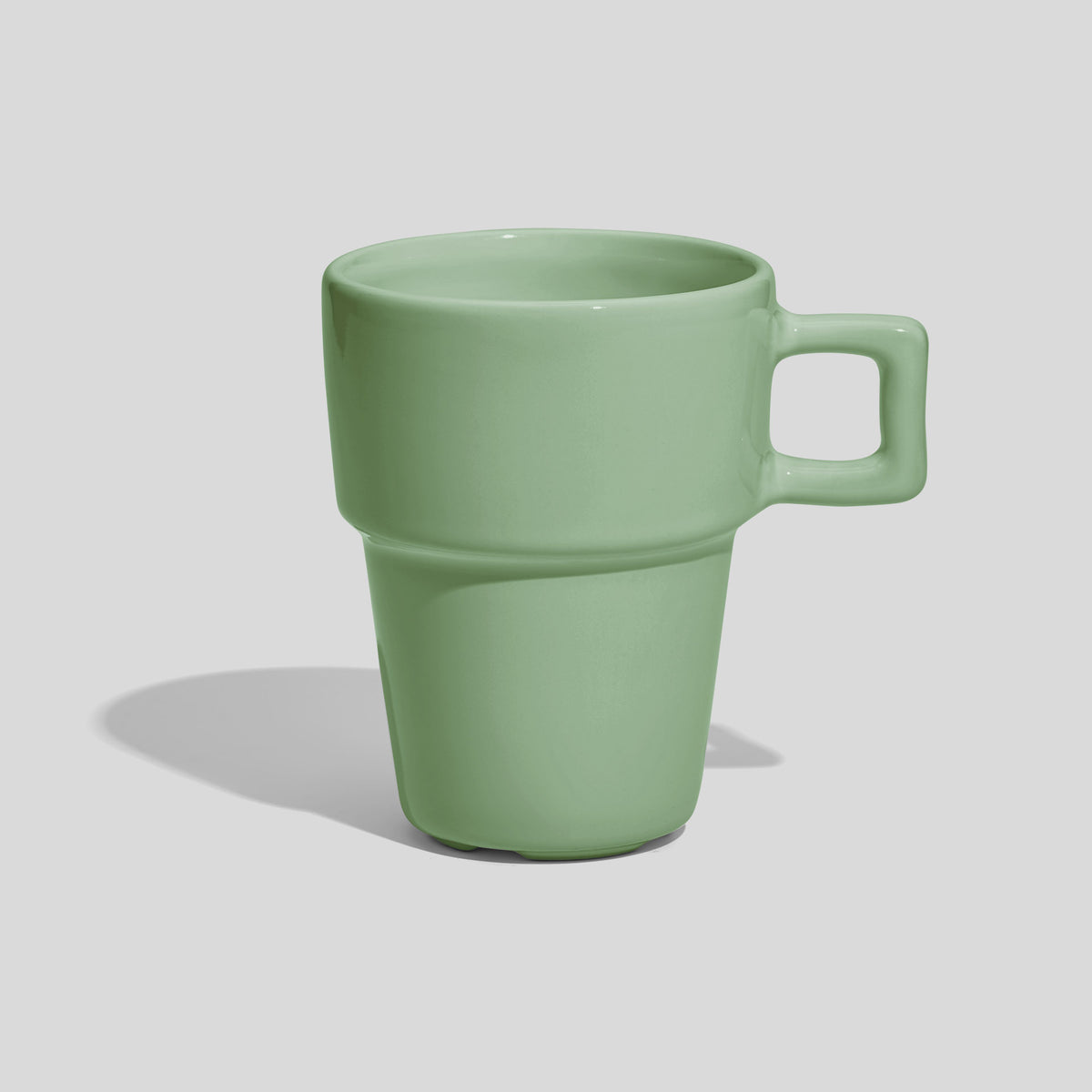 Abgestufte Keramiktasse 200 ml mit eckigem Henkel – Mintgrün