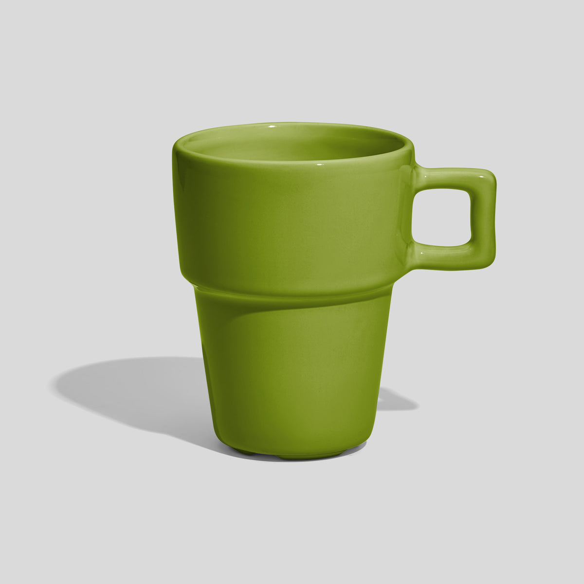Abgestufte Keramiktasse 200 ml mit eckigem Henkel – Olivgrün