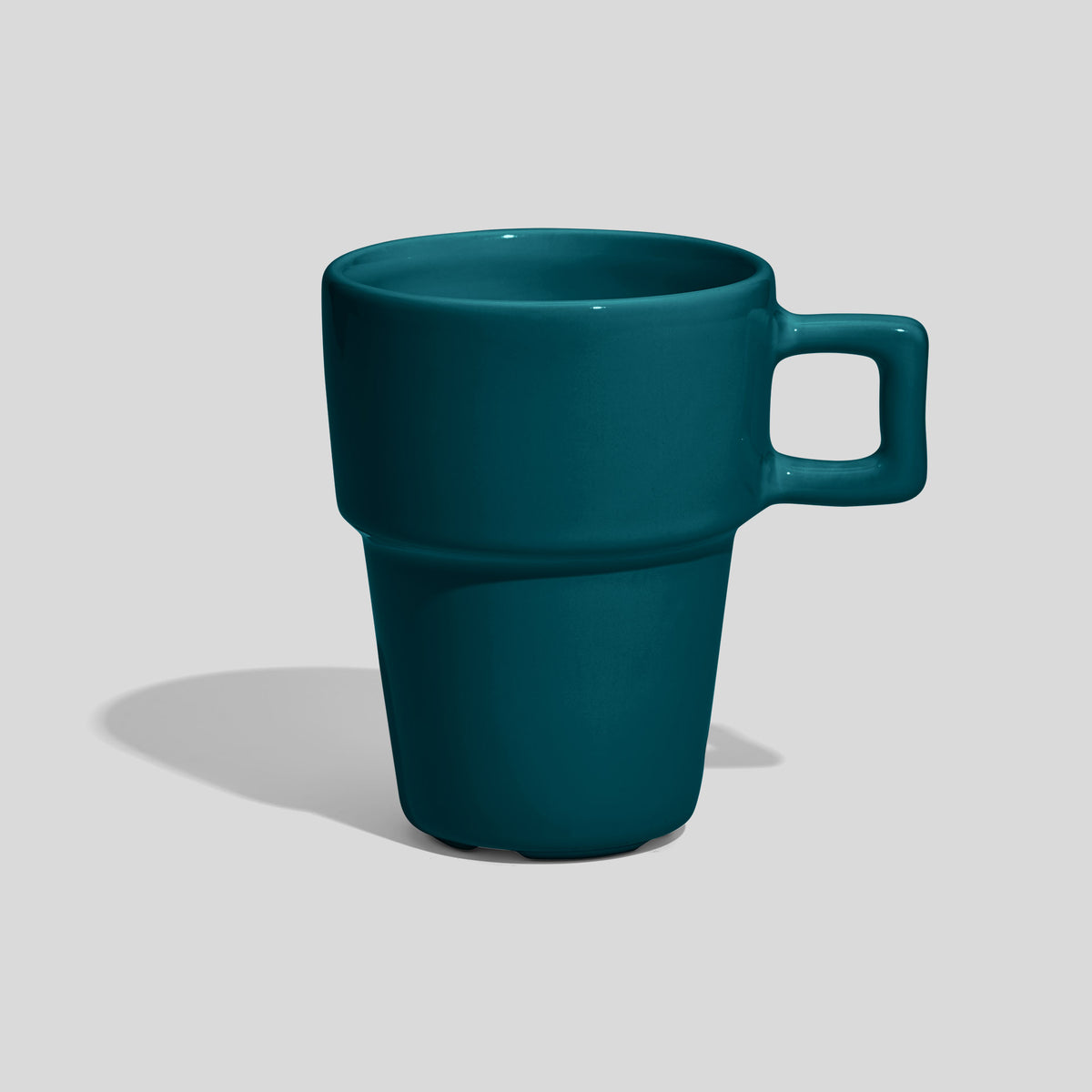 Abgestufte Keramiktasse 200 ml mit eckigem Henkel – Petrol