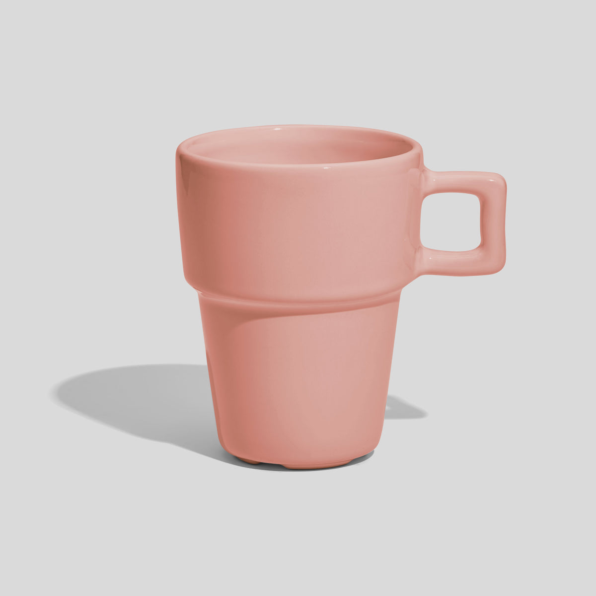 Abgestufte Keramiktasse 200 ml mit eckigem Henkel – Rosa