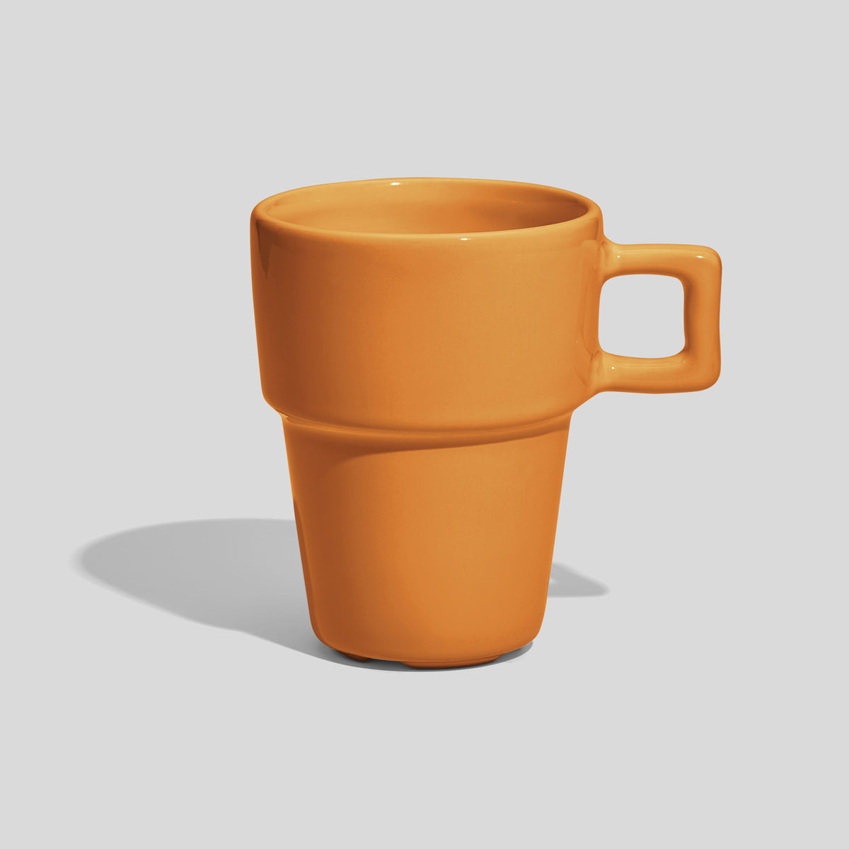 Abgestufte Keramiktasse 200 ml mit eckigem Henkel – Senfgelb