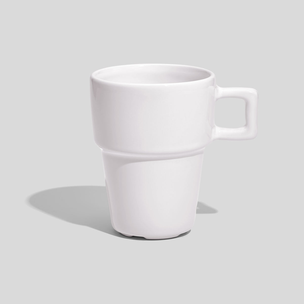Abgestufte Keramiktasse 200 ml mit eckigem Henkel – Weiß