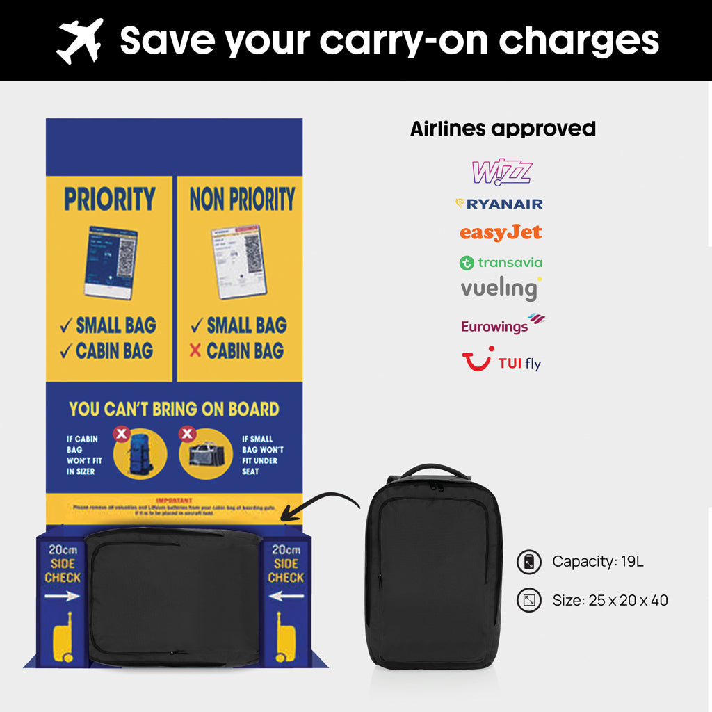 Ace Aware™ RPET Free On Board travel pack – schwarz
