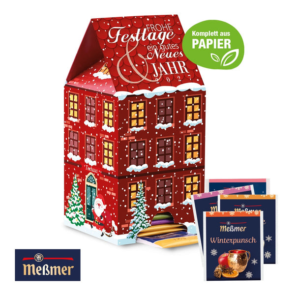Adventskalender Meßmer Tee Haus mit Logo bedrucken