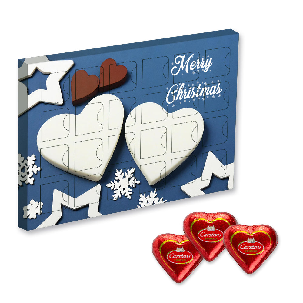 Adventskalender Midi mit Schokolade und Marzipan – Lübecker Marzipanherzen, ca. 300 g