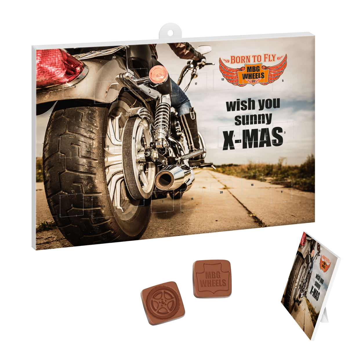 Adventskalender mit 1 bis 24 personalisierten Schokoladenformen