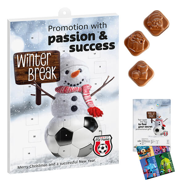 Adventskalender mit eigenem Frontmotiv und eingelegtem A4 Werbeblatt