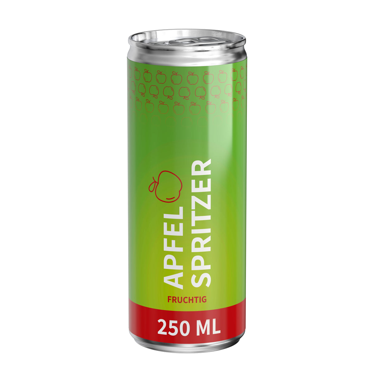 Apfelschorle 250 ml Dose mit Etikett rundum