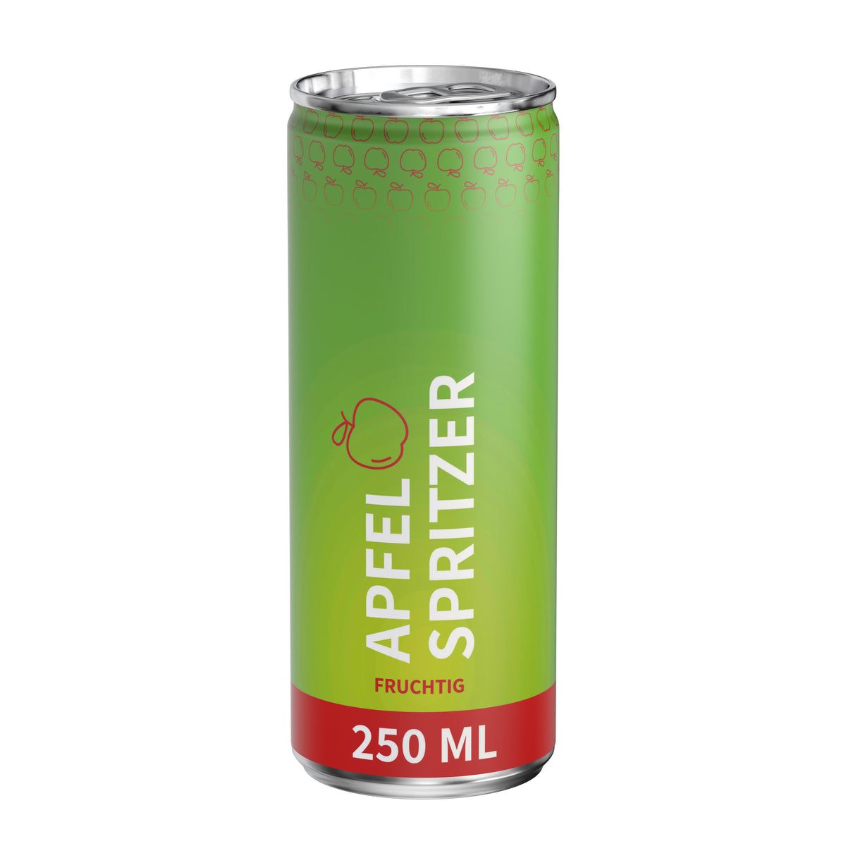 Apfelschorle 250 ml Dose mit Fullbody Etikett – weiß matt