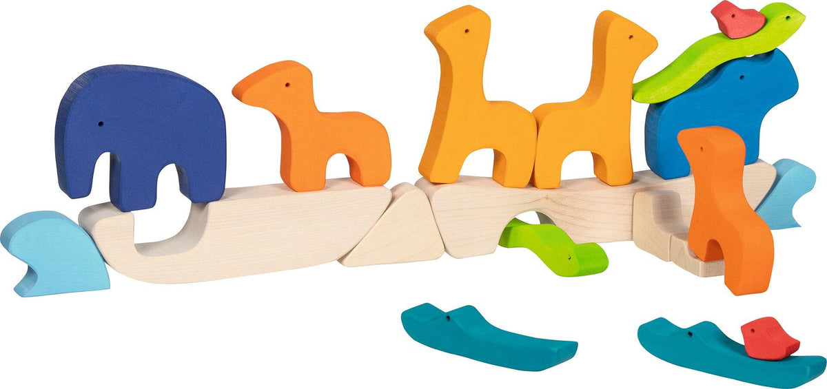 Arche Noah Stapelset aus Holz mit Tierpaaren von goki – Seitenansicht