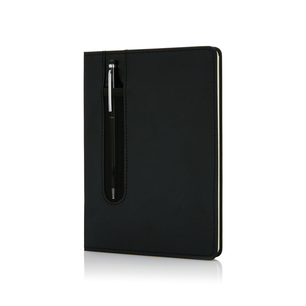 Basic Hardcover PU A5 Notizbuch mit Stylus-Stift – schwarz