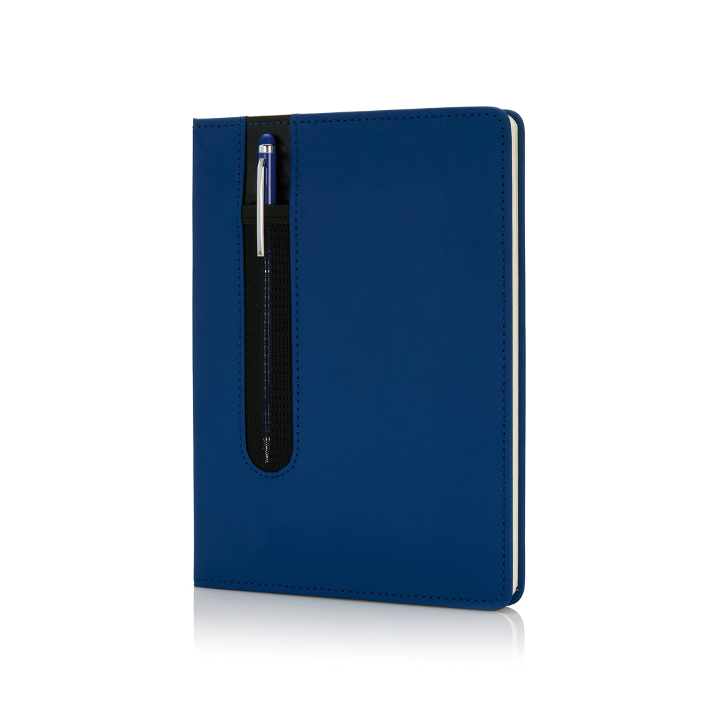 Basic Hardcover PU A5 Notizbuch mit Stylus-Stift – navy blau