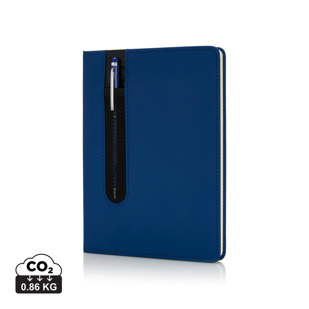 Basic Hardcover PU A5 Notizbuch mit Stylus-Stift – navy blau