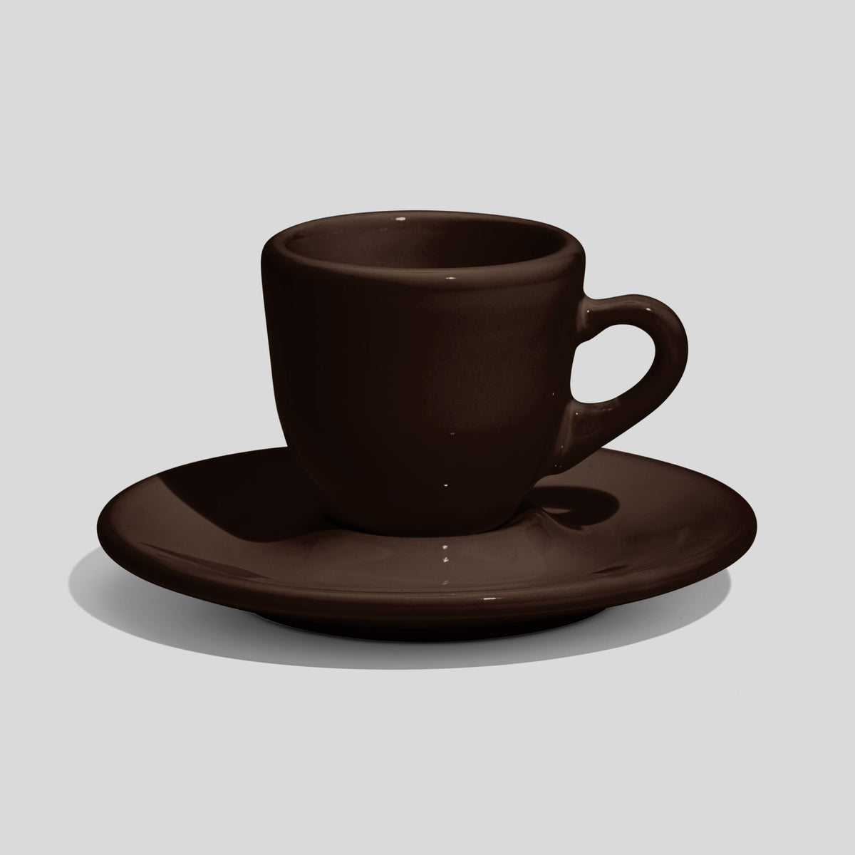 Bauchige Espressotasse mit Untertasse 60 ml – Dunkelbraun