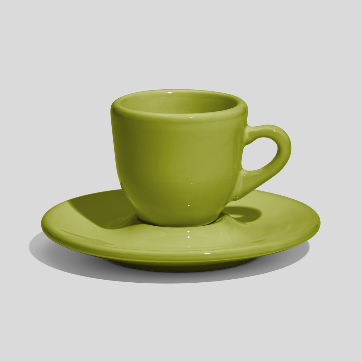Bauchige Espressotasse mit Untertasse 60 ml – Limettengrün
