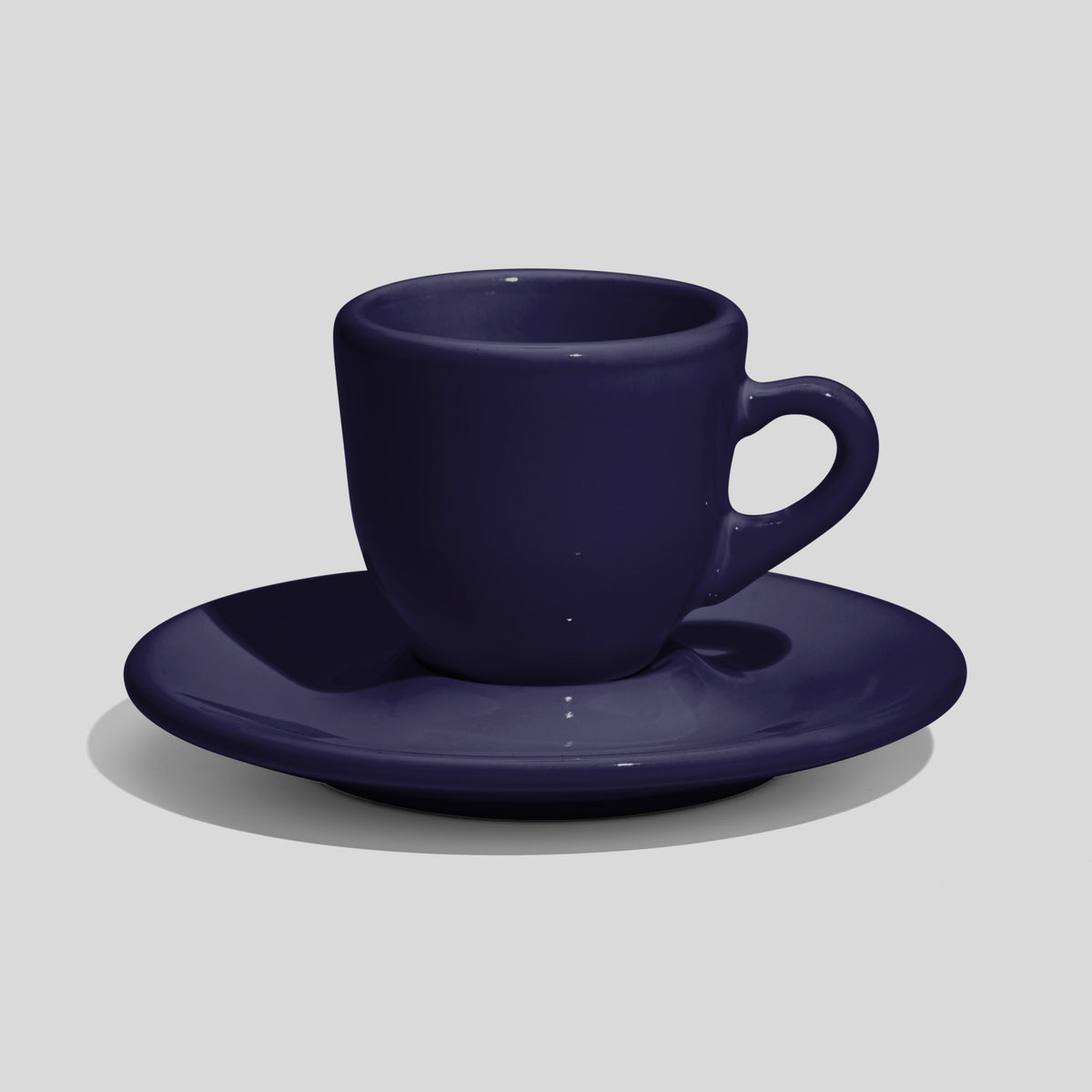 Bauchige Espressotasse mit Untertasse 60 ml – Nachtblau