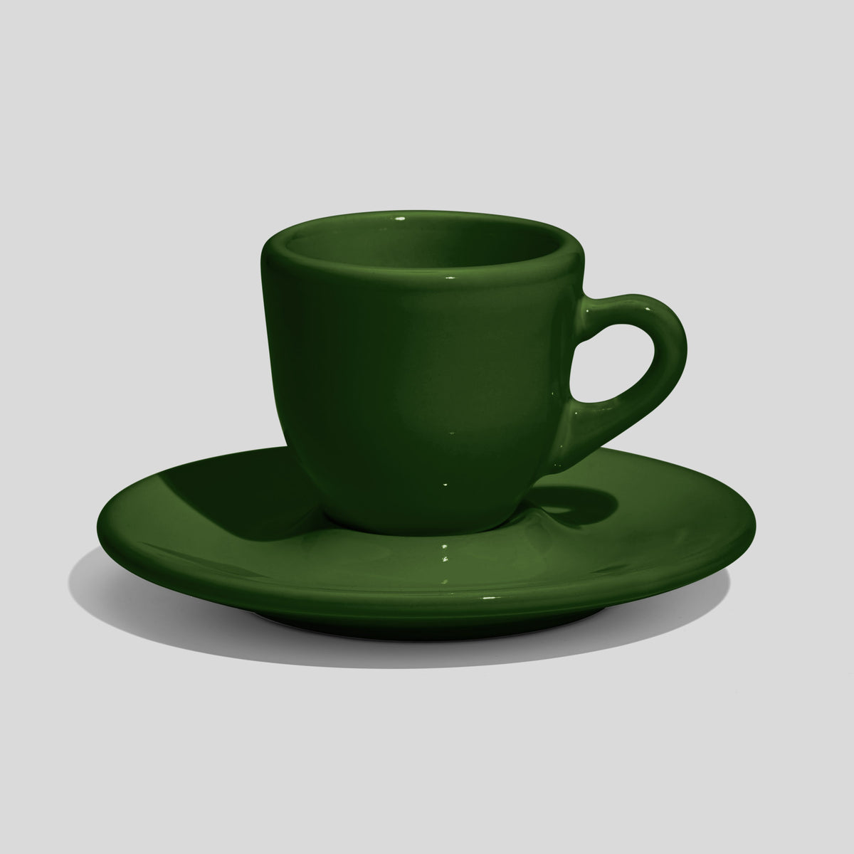 Bauchige Espressotasse mit Untertasse 60 ml – Tannengrün
