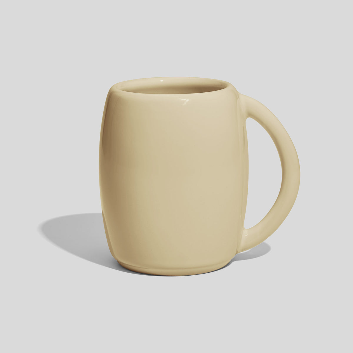 Bauchige Keramiktasse 200 ml mit großem Rundhenkel – Beige
