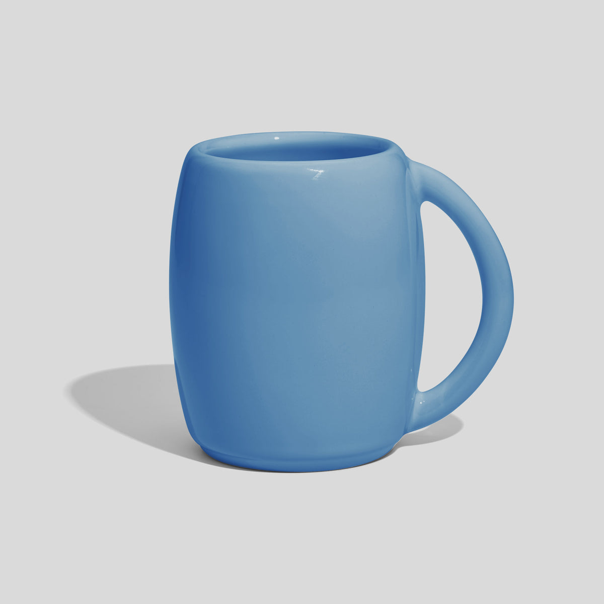 Bauchige Keramiktasse 200 ml mit großem Rundhenkel – Himmelblau