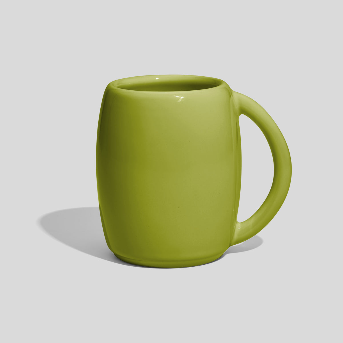 Bauchige Keramiktasse 200 ml mit großem Rundhenkel – Limettengrün