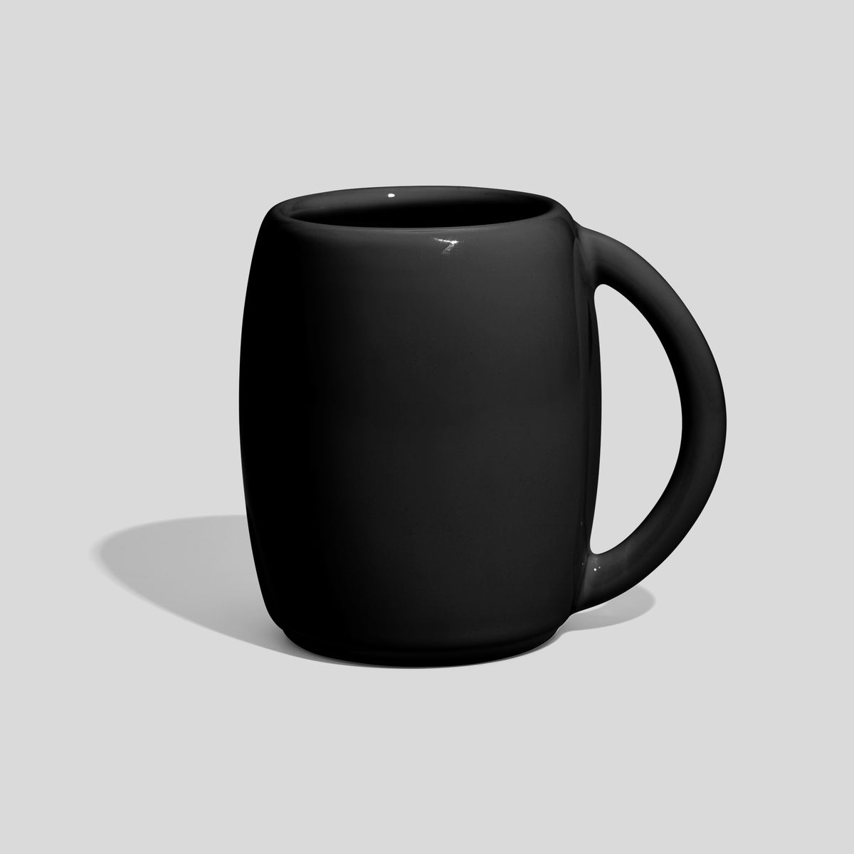 Bauchige Keramiktasse 200 ml mit großem Rundhenkel – Schwarz