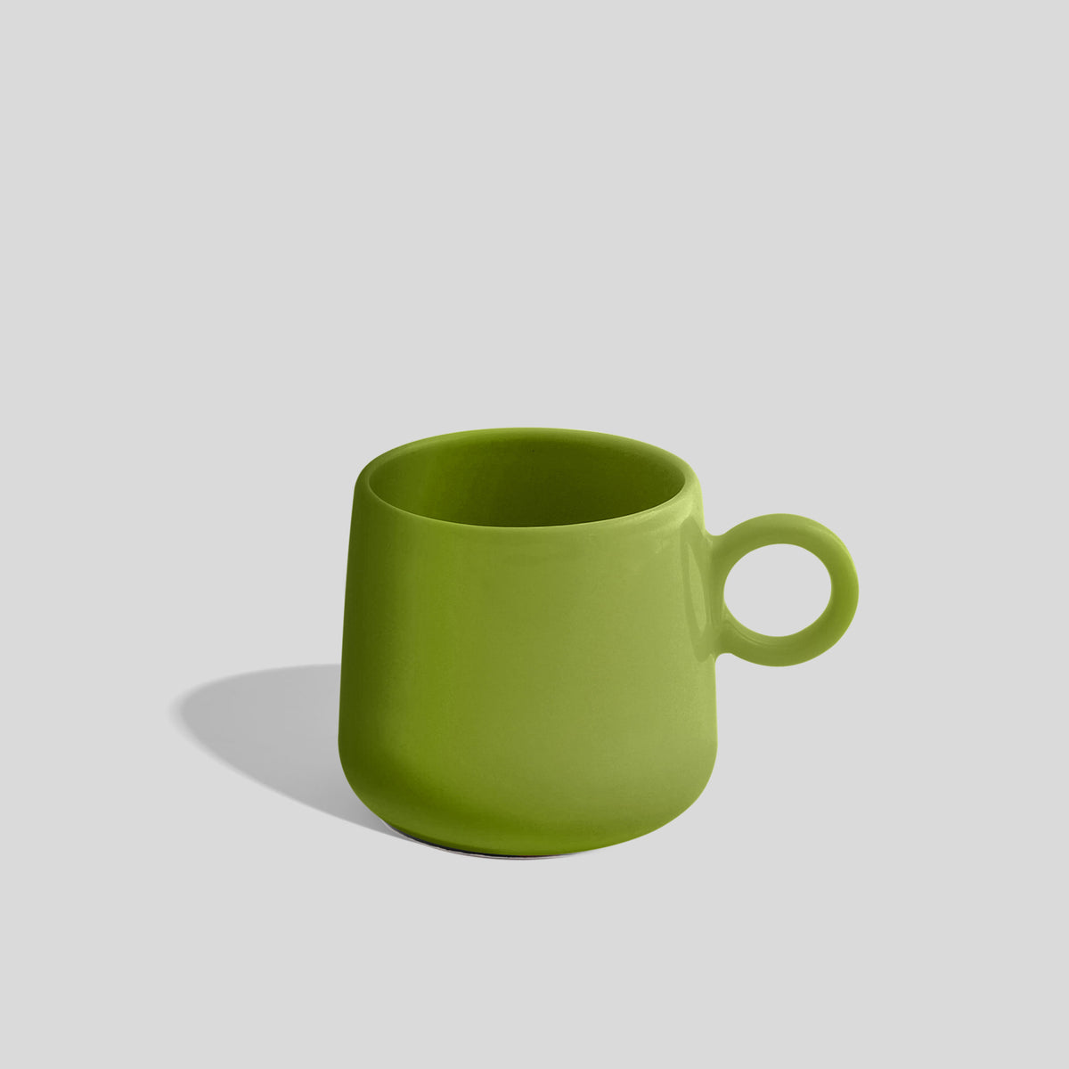 Bauchige Keramiktasse 275 ml mit kleinem Ringhenkel – Olivgrün