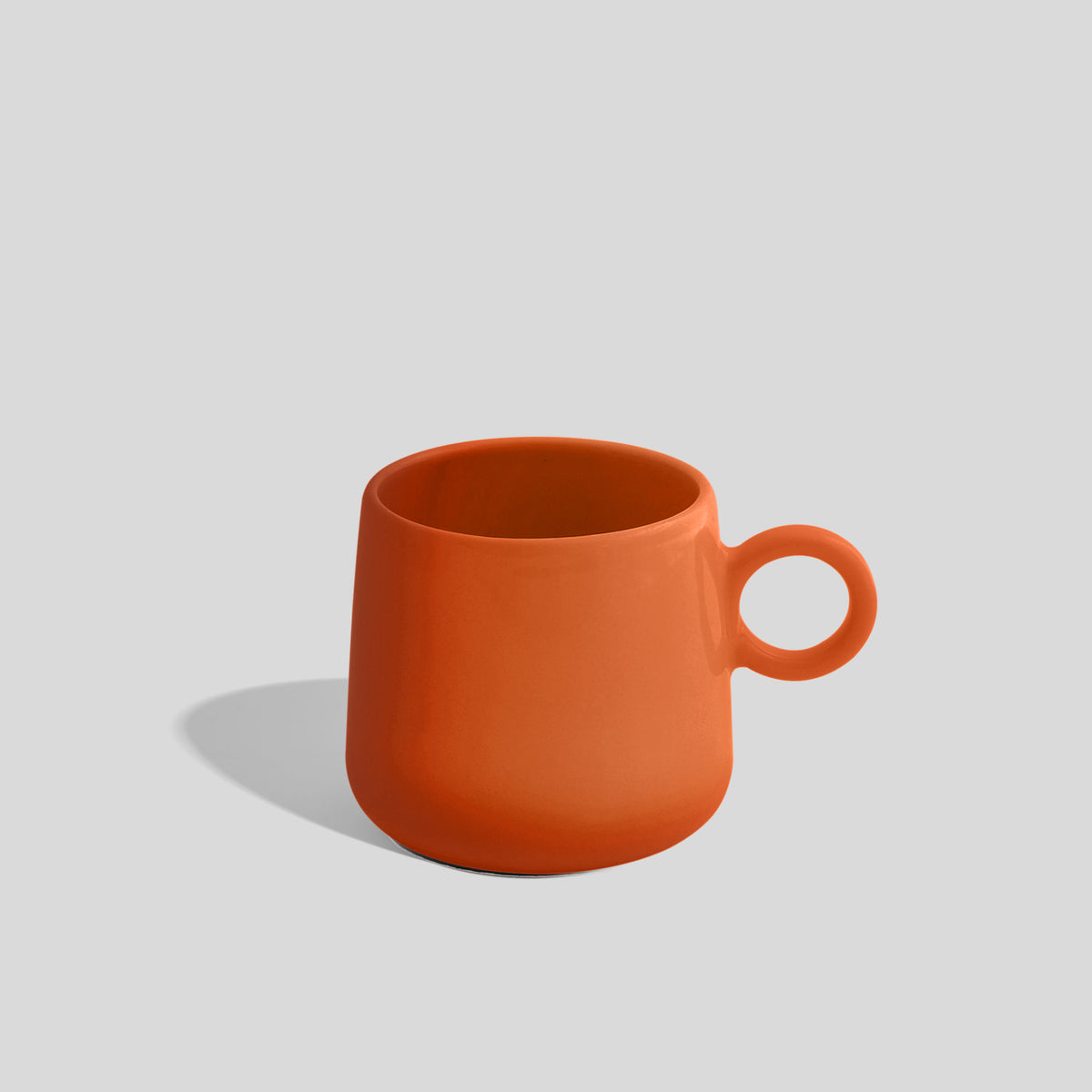 Bauchige Keramiktasse 275 ml mit kleinem Ringhenkel – Orange