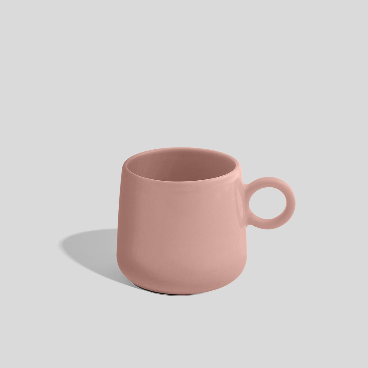 Bauchige Keramiktasse 275 ml mit kleinem Ringhenkel – Rosa