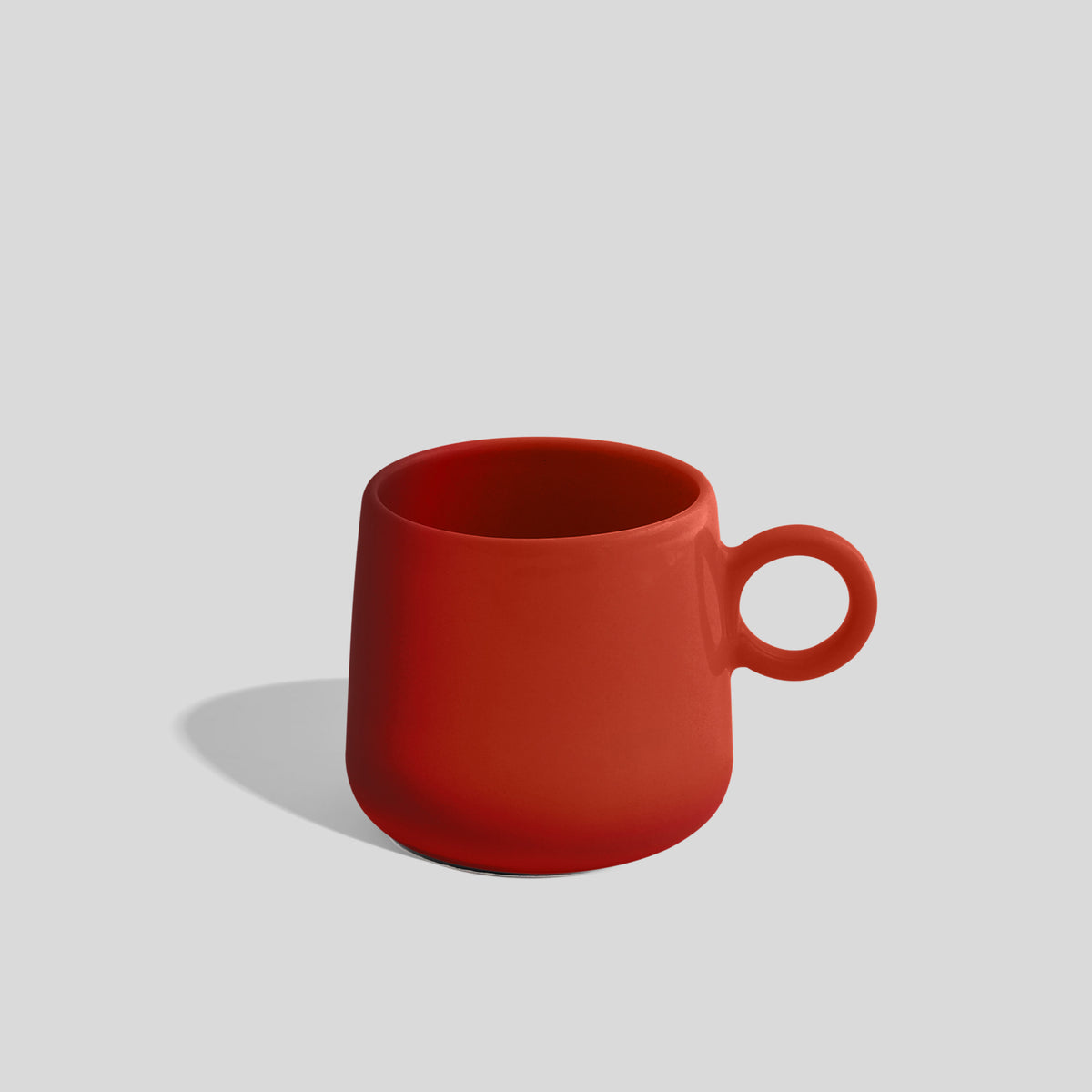 Bauchige Keramiktasse 275 ml mit kleinem Ringhenkel – Rot