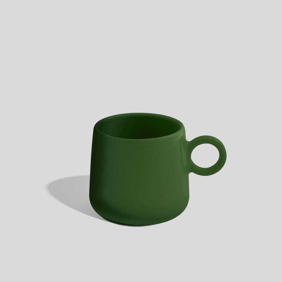 Bauchige Keramiktasse 275 ml mit kleinem Ringhenkel – Tannengrün