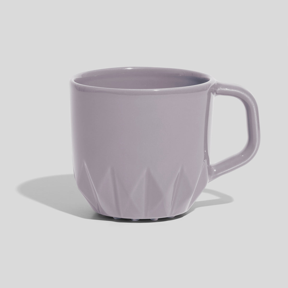 Bauchige Keramiktasse 320 ml mit Kristallrelief – Hellgrau