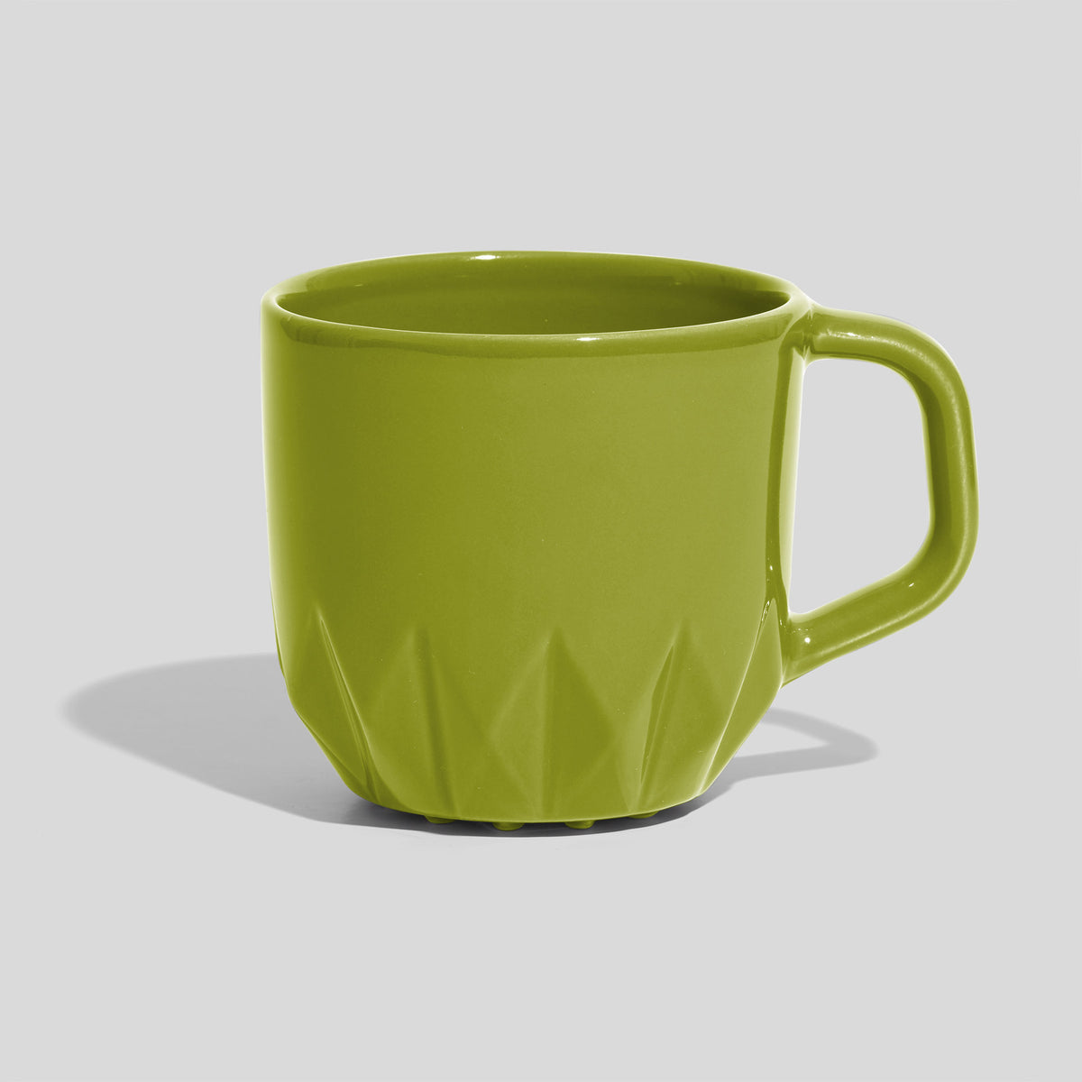 Bauchige Keramiktasse 320 ml mit Kristallrelief – Limettengrün