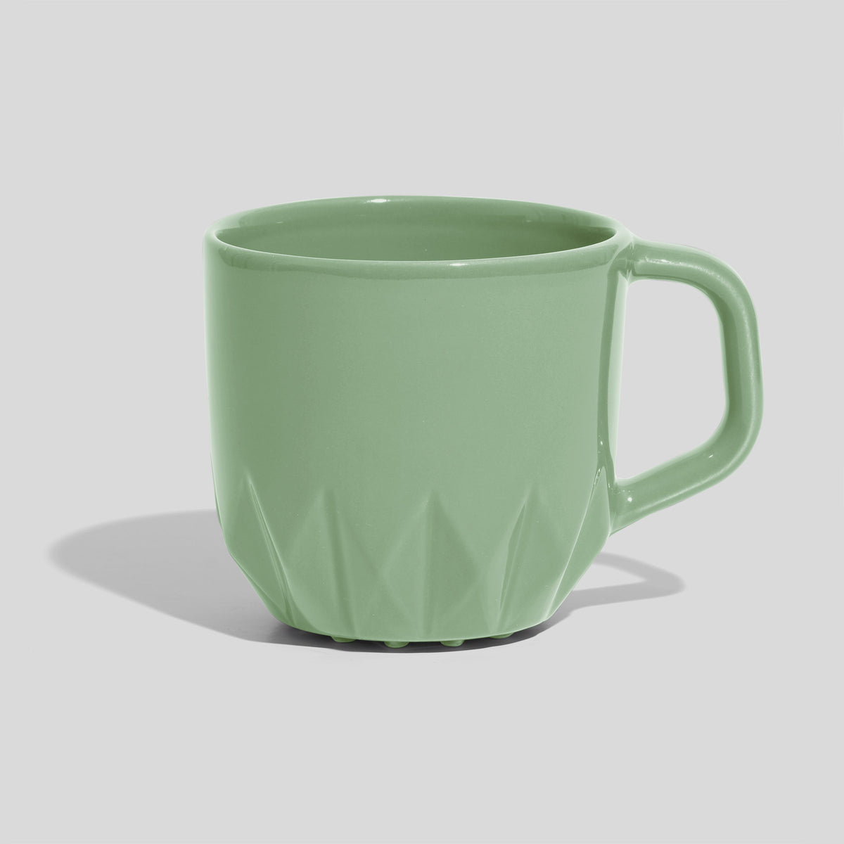 Bauchige Keramiktasse 320 ml mit Kristallrelief – Mintgrün