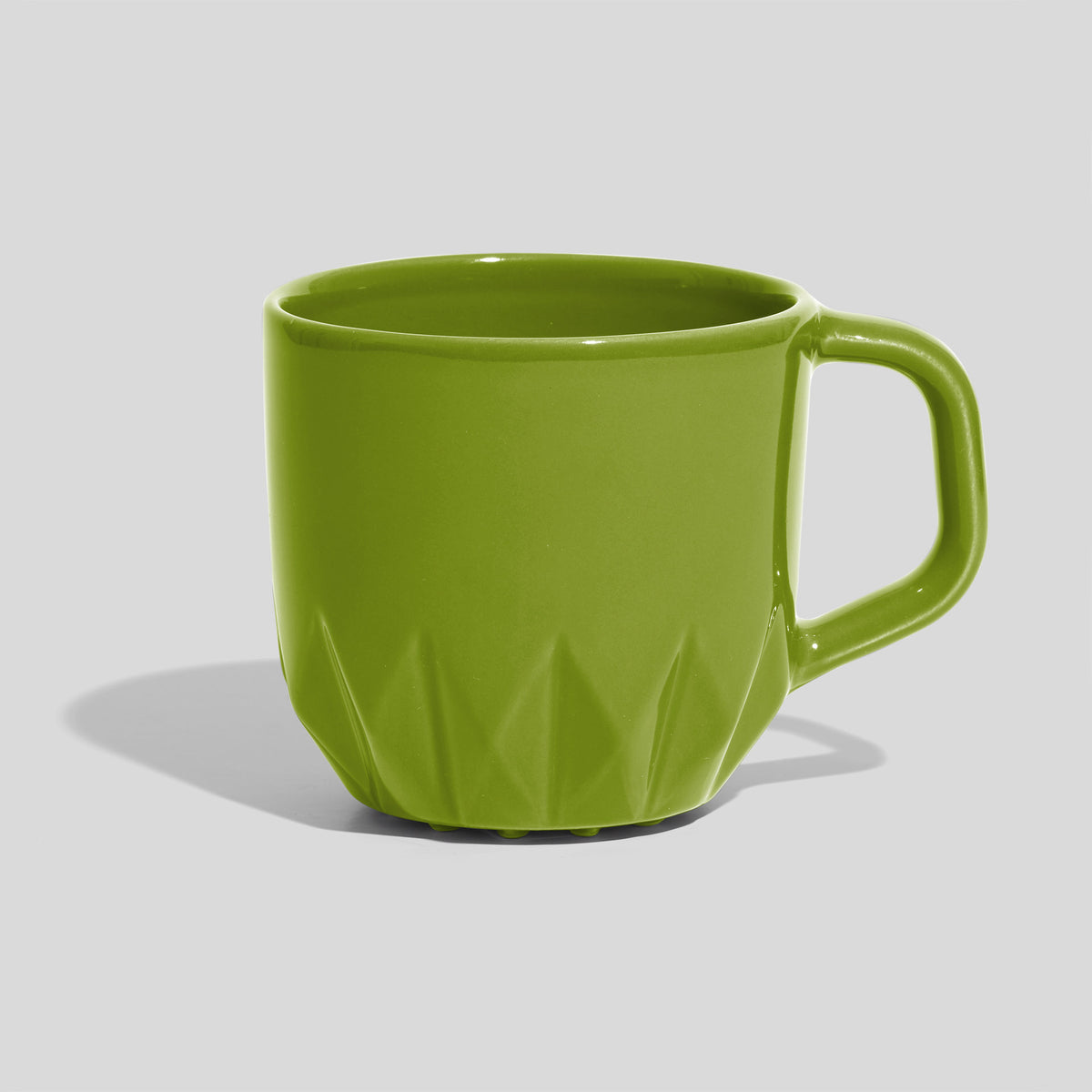 Bauchige Keramiktasse 320 ml mit Kristallrelief – Olivgrün