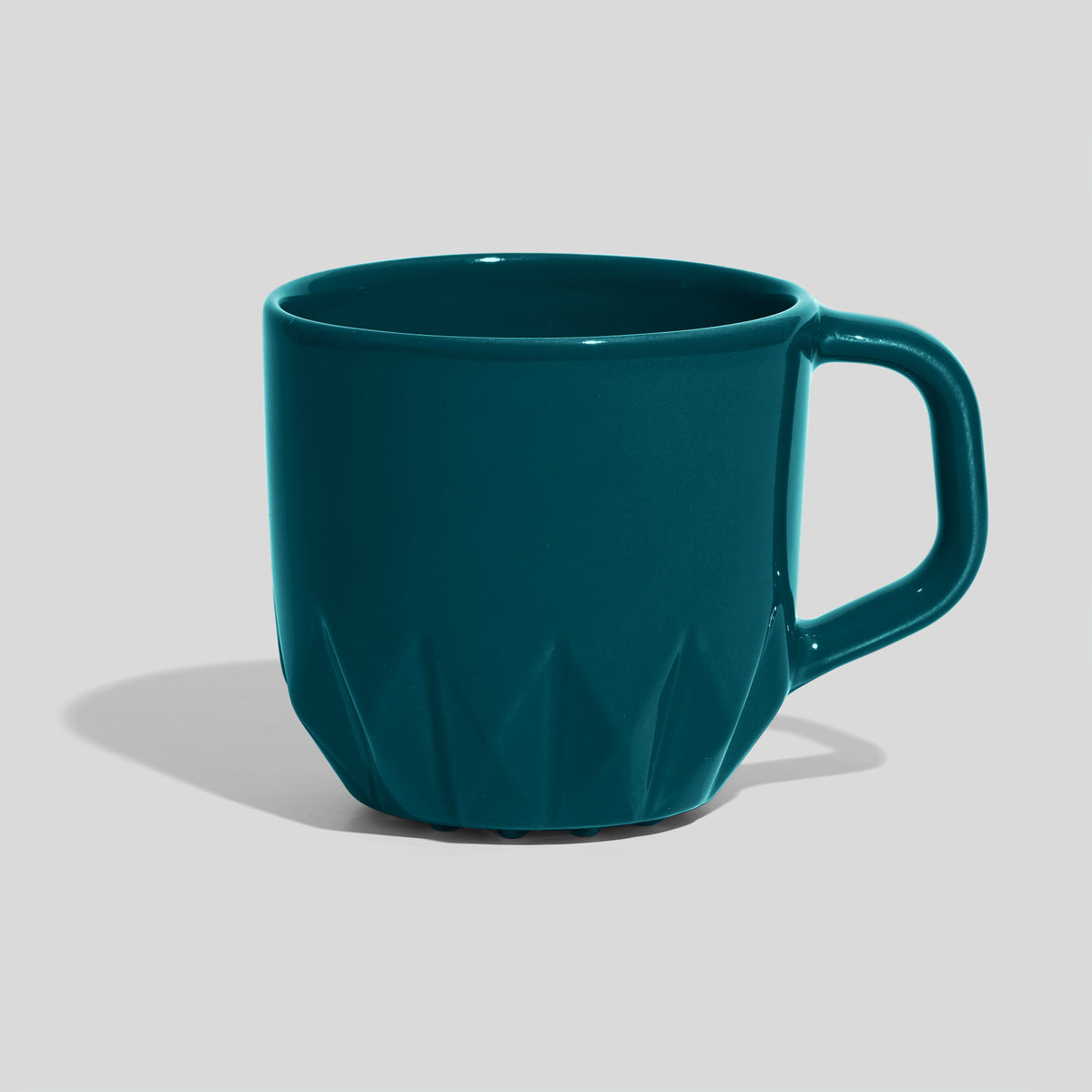 Bauchige Keramiktasse 320 ml mit Kristallrelief – Petrol