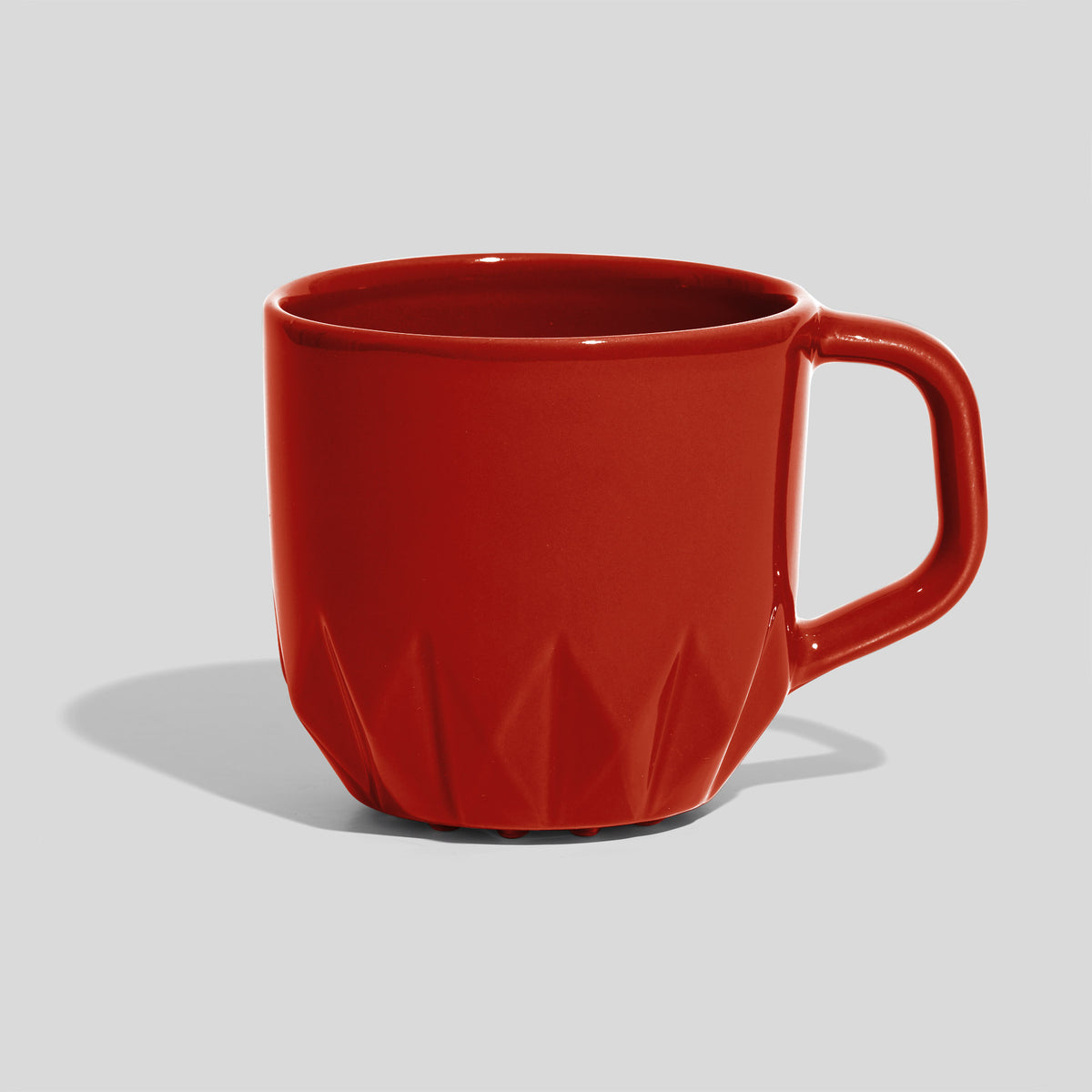 Bauchige Keramiktasse 320 ml mit Kristallrelief – Rot