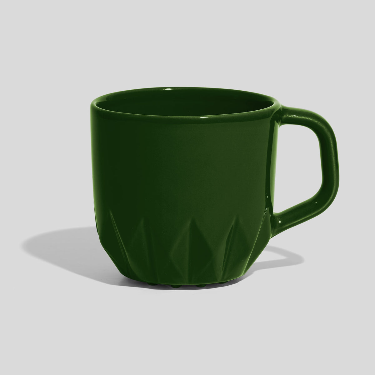 Bauchige Keramiktasse 320 ml mit Kristallrelief – Tannengrün