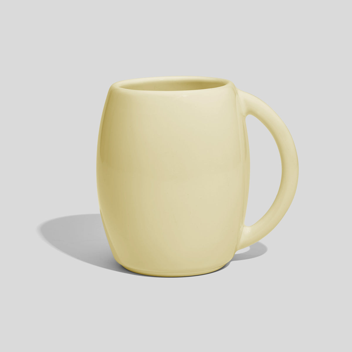 Bauchige Keramiktasse 400 ml in Fassform mit Rundhenkel – Ecru