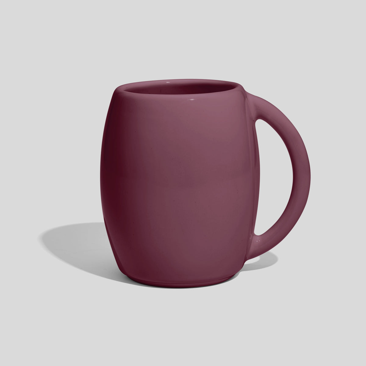 Bauchige Keramiktasse 400 ml in Fassform mit Rundhenkel – Mauve